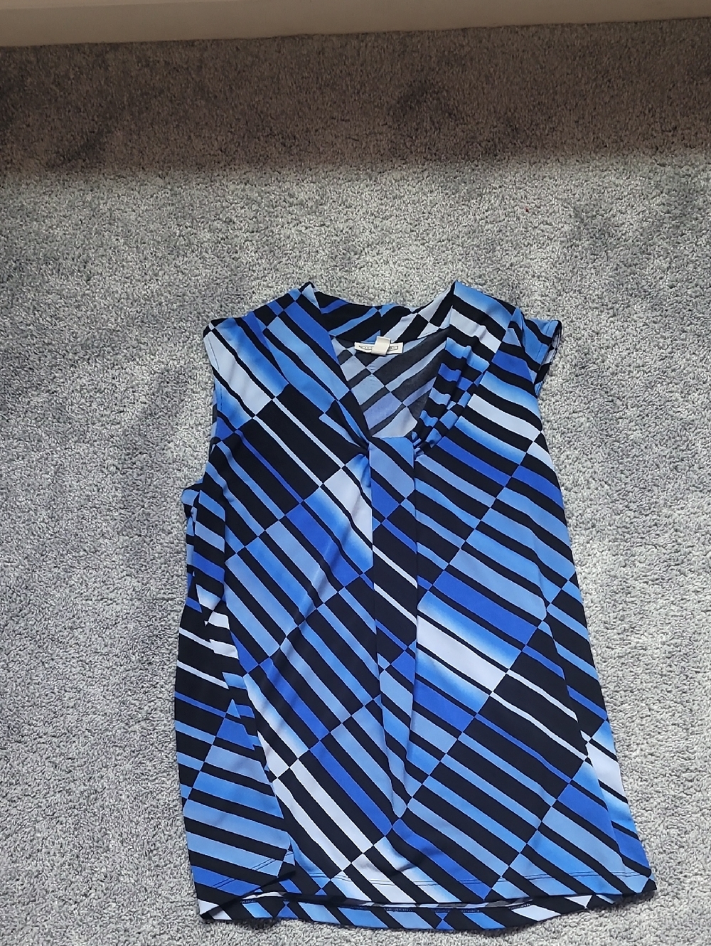 Dana Buchman Blue and Black Striped Blouse